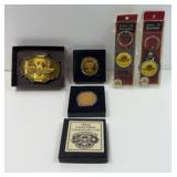 INDIANAPOLIS 500 BELT BUCKLE, COIN & KEYCHAIN