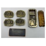 RED MAN BELT BUCKLES, SHARPENING STONES