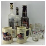 RACING BEER GLASSES & WINE BOTTLES