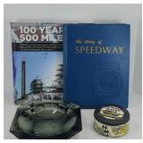 SPEEDWAY ASHTRAY, TIN, BOOKS