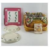 LONGABERGER DECK THE HALLS BASKET & CANDLE HOLDERS