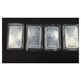 (4) 1 OUNCE SILVER .999 SILVER BARS