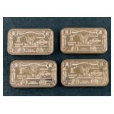 (4) 1 OUNCE PURE COPPER BARS
