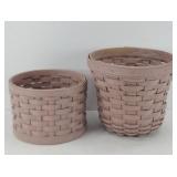 (2) LONGABERGER PAINTED PLANTER HOLDERS