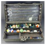 VINTAGE MARBLES & SHOOTERS IN CASE