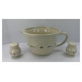 LONGABERGER POTTERY MIXING/ POUR BOWL & S & P