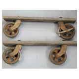 (4) HEAVY DUTY CAST WHEELS ON MOUNT