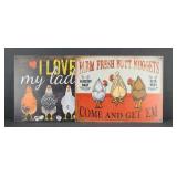 (2) METAL CHICKEN SIGNS