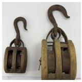 (2) WOOD BLOCK & TACKLE