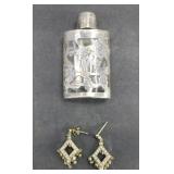STERLING SILVER PERFUME BOTTLE & EARRINGS