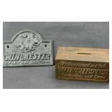 CAST IRON WINCHESTER PLAQUE & BANK