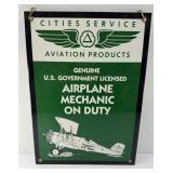 ENAMEL METAL CITIES SERVICES AVIATION SIGN