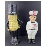 TEXICO MAN & MR PEANUT CAST IRON BANK