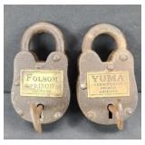 (2) PRISON LOCKS: UMA & FOLSOM W/ KEYS