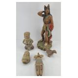 POTTERY NATIVE AMERICAN & ANIMAL STATUE