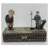 GOLFER CAST IRON MECHANICAL BANK