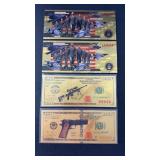 (4) MILITARY GOLD FOIL FANTASY BILLS