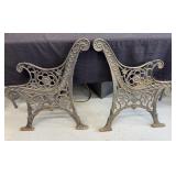 (2) ANTIQUE CAST IRON BENCH ENDS