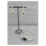 STERLING SILVER EARRINGS & BRACELET