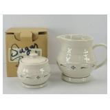 LONGABERGER POTTERY CREAM & SUGAR