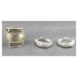 STERLING SILVER EARRINGS & RING