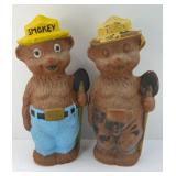 (2) HOLLOW, PLASTIC SMOKEY THE BEARS