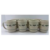 (8) LONGABERGER POTTERY HOLLY MUGS