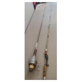 (2) VINTAGE FISHING RODS W/ (1) REEL