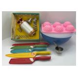 BOWLS, KNIVES, COOKIE PRESS, SILICONE CUPCAKE