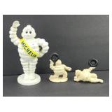 (3) CAST IRON MICHELIN MAN: BANK, (2) PAPERWEIGHTS