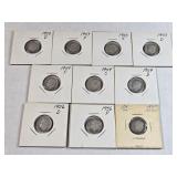 (10) SILVER DIMES 1952-1957