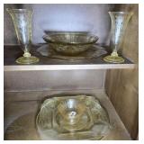 YELLOW DEPRESSION SERVING PLATTER, GOBLETS & MORE