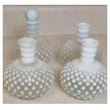 (4) MOONSTONE BOTTLES (1) STOPPER