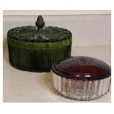 (2) VINTAGE GLASS DRESSER BOXES