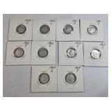 (10) SILVER DIMES 1959-1964