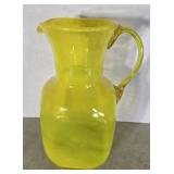 BLENKO YELLOW ART GLASS PITCHER CRACK BY HANDLE