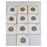 (10) SILVER DIMES 1947-1952