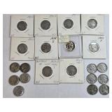 (16) BUFFALO NICKELS, (5) WAR NICKELS