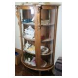 VINTAGE CURVED GLASS CHINA CABINET W/ CLAW FEET
