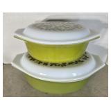 (2) PYREX COVERED CASSEROLE, VERDE PATTERN