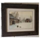FARM WINTER SCENE, BARN SIDING FRAME