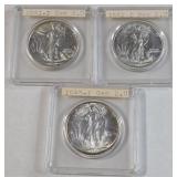 (3) LIBERTY SILVER HALF DOLLARS 1941-1945 UNCIRC