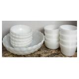 BUBBLE GLASS SERVING BOWLS & OTHER MILKGLASS