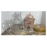 DEPRESSION YELLOW PLATES & ASSTD GLASSWARE