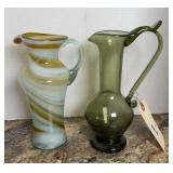 (2) ART GLASS PITCHERS