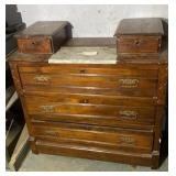 ANTIQUE DRESSER W/ MARBLE INSERTS