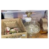 GLASSWARE, LAMP, CLOCK & MORE