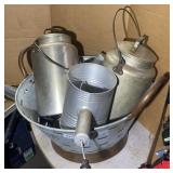 (2) CREAM CONTAINERS & KITCHEN ITEMS