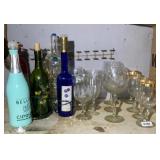LIGHTED WINE BOTTLES & GLASSES