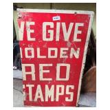 1/2 OF RED GOLD STAMPS SIGN